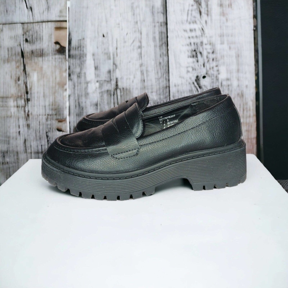 Sincerely Jules Rocker Loafers Black Platform Chunky Shoes 6.5 M Y2K Steampunk